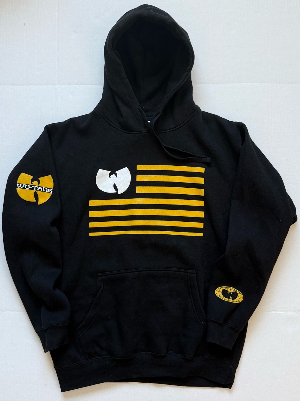 🔴Wu-Tang Hoodie Size Large Black Sweater Iron Flag